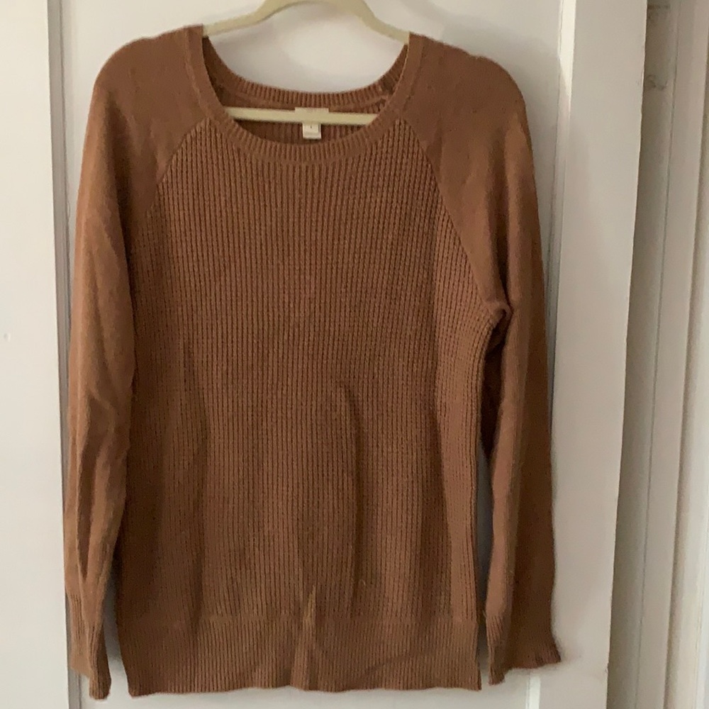 J. Crew waffle sweater (tan/camel, lg) Never worn